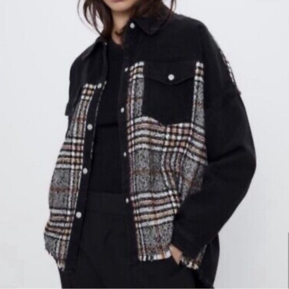 Zara Denim Jacket with Plaid - Picture 6 of 6